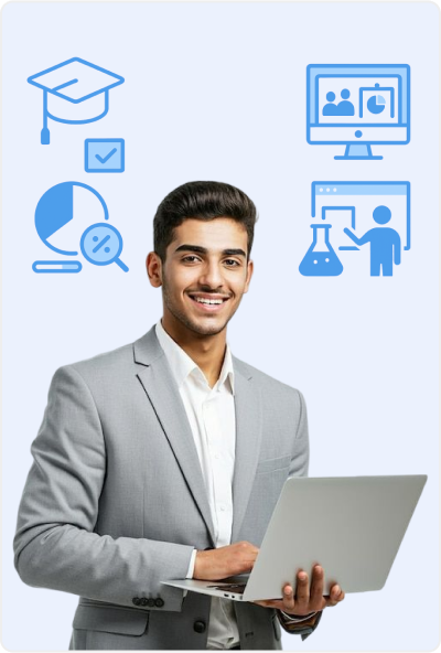 Training professional with laptop